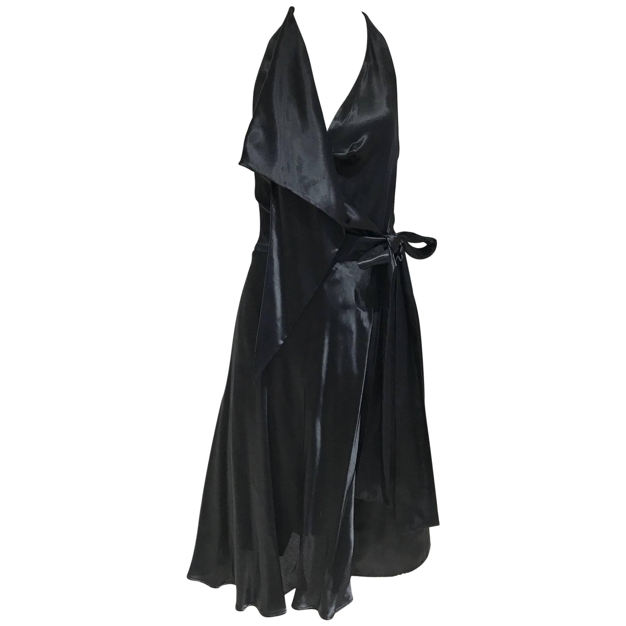 Vintage VIVIENNE WESTWOOD 1990s Black Silk Halter Wrap Dress For Sale