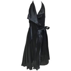 Vintage VIVIENNE WESTWOOD 1990s Black Silk Halter Wrap Dress