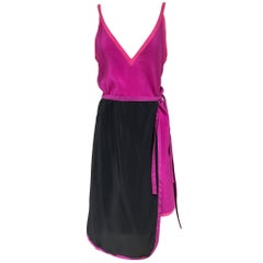 Vintage Muriel Grateau Pink and Black Silk Dress ensemble