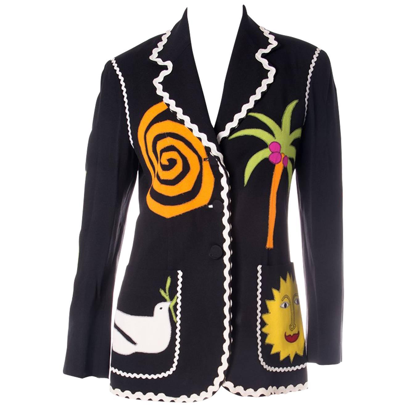Vintage Moschino Applique Wreath Blazer Jacket