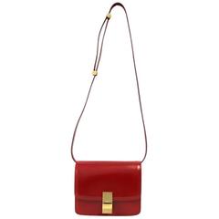 2000s Céline Red Leather "Box" Shoulder Bag