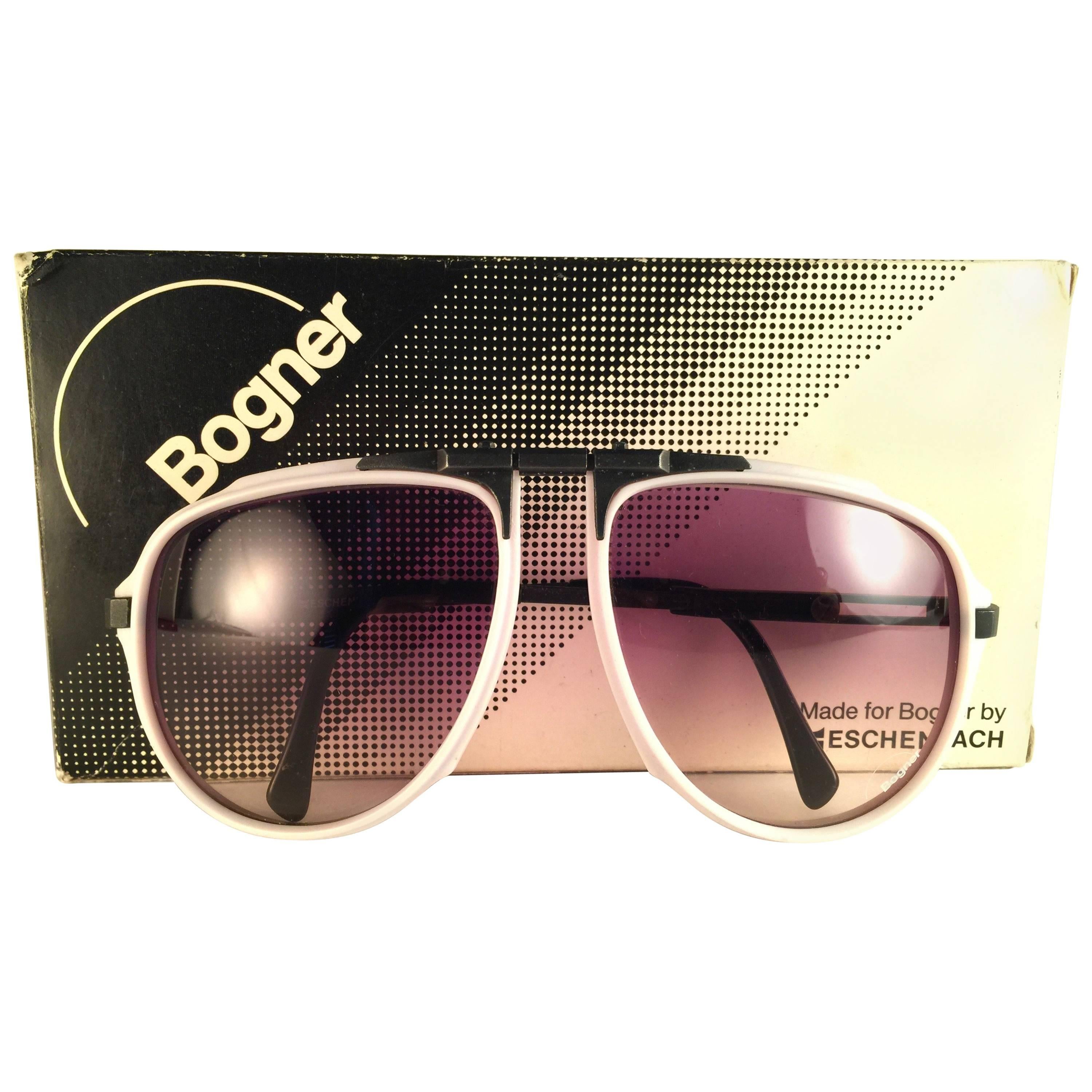 New Vintage Bogner 7003 90 Black & White James Bond Roger Moore 007 Sunglasses