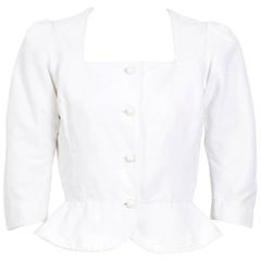 Vintage Yves Saint Laurent White Fitted Cotton Peasant Top 11