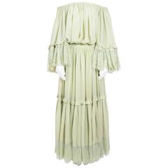 1970s Off The Shoulder Silk/Lace LANVIN Boho Set 11