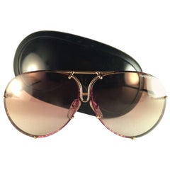 New Vintage Porsche 5623 Tortuga & Gold Frame 1980s Large Sunglasses Germany