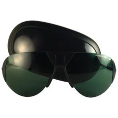 New Vintage Rare Porsche 5636 Black Matte Deep Green Lenses 1980s Sunglasses