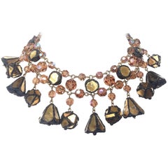 A dynamic talousel, glass bead and coloured mirror drop necklace, France, 1960s