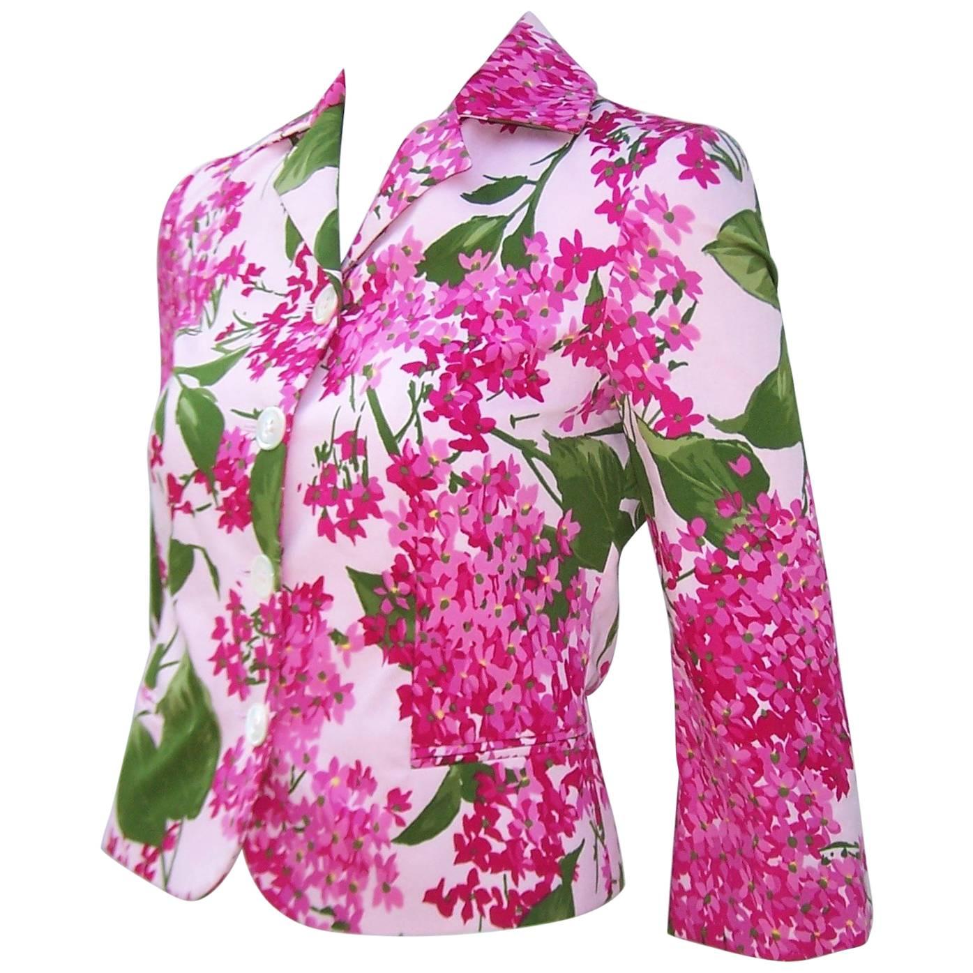 Garden Bouquet 1990's Moschino Cotton Floral Print Jacket