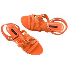 Louis Vuitton Orange Leather Flat Sandals