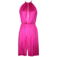 Stephen Sprouse Bright Pink Open Front Silk Jersey Dress, 1980s