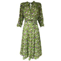 1940s floral print rayon dress