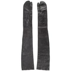 Rare Vintage Maison Martin Margiela Black Leather Long Tabi Gloves