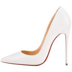 Christian Louboutin New White Leather So Kate Evening Heels Pumps in Box