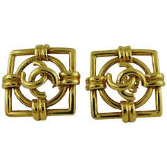 Chanel Vintage 1990s Gold Toned CC Clip-On Earrings