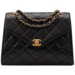 1990s Chanel Black Quilted Lambskin Vintage Classic Single Flap Bag