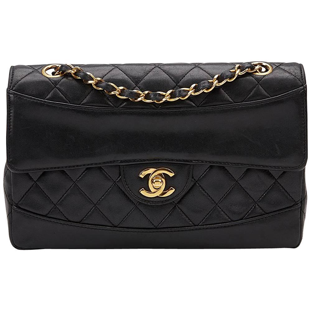 1990s Chanel Black Quilted Lambskin Vintage Classic Single Flap Bag