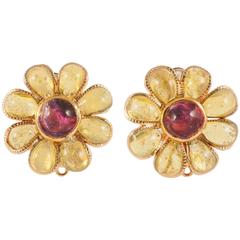 'WW' poured glass and gilt metal earrings, 2016 4