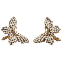 Beautiful 'butterfly' earrings, Miriam Haskell, 1950s