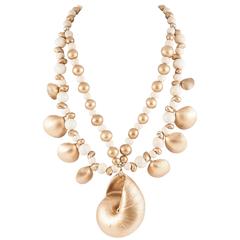 Multi strand shell and wooden bead necklace, 1980s 12