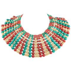 1970s Cleopatra collar of gilt metal and Lucite 11