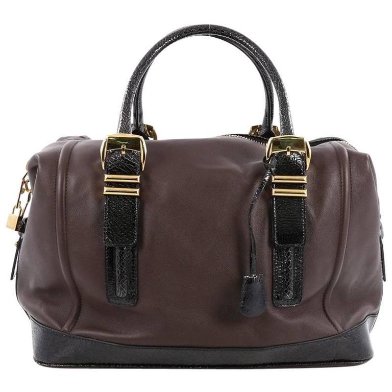 Versace Zip Satchel Leather with Embossed Patent Large at 1stDibs