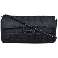 Chanel Black Quilted Nylon 'CC' Front Flap Chain Link Shoulder Bag