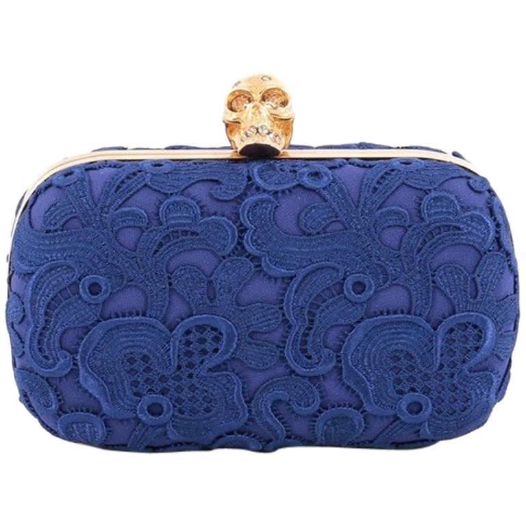 Alexander McQueen Skull Box Clutch Floral Lace Small at 1stDibs