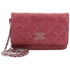  Chanel Double Stitch Hampton Wallet On Chain Quilted Leather