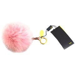 Fendi NEW Pink Fox Fur Selleria Pom Pom Bag Charm