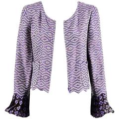 Chanel Spring 2001 Purple Multicolor Wool Blend & Silk Zipped Jacket SZ 40