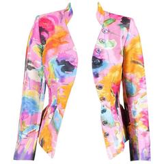 VINTAGE Christian Lacroix Pink Multicolor Printed Peplum Jacket SZ 36 Employee P