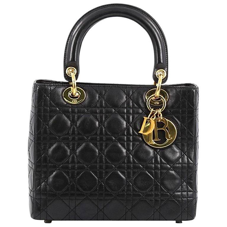 Christian Dior Lady Dior Handbag Cannage Quilt Lambskin Medium