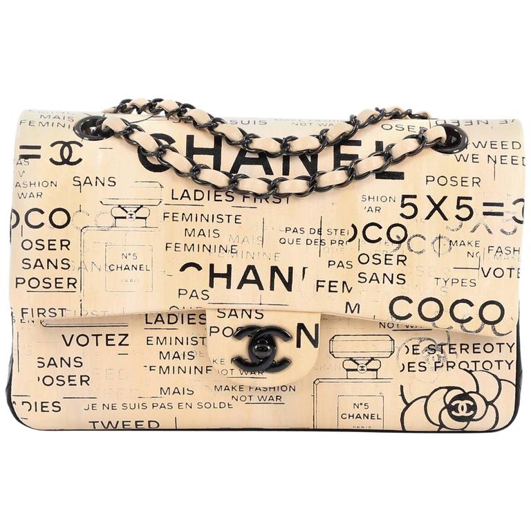 Chanel Classic Double Flap Bag Limited Edition Hand Painted Lambskin