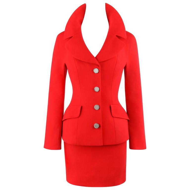 red jacket and skirt set