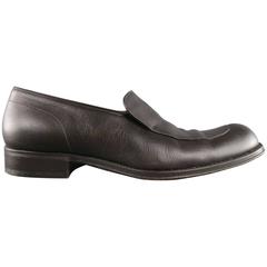 Men's GIORGIO ARMANI Size 9.5 Brown Leather Split Apron Toe Loafers