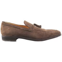 Men's SALVATORE FERRAGAMO Size 11 Taupe Suede Tassel Loafers