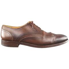 Men's GUCCI Size 11 Brown Distressed Look Leather Wingtip Lace Up