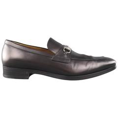 Mocassins GUCCI Taille 11 en cuir noir et mors en argent pour hommes