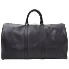 Used Louis Vuitton Keepall 45 Black Epi Leather Duffle Travel Bag 
