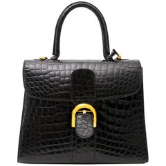 Delvaux Black Croco Brillant MM