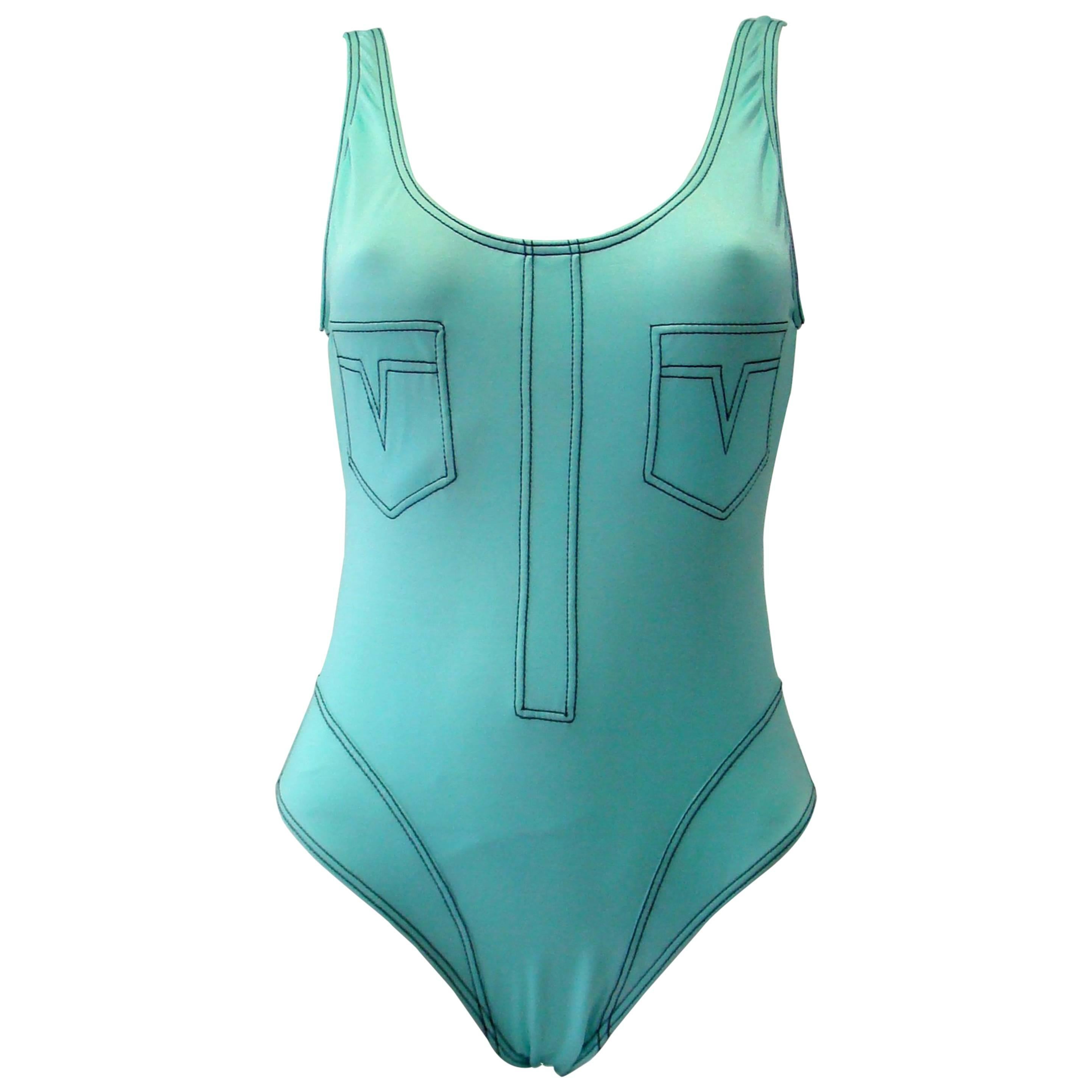 Gianni Versace Mare Stitch Contrast Swimsuit For Sale