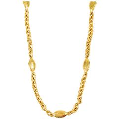 Vintage Classic Chanel Logo Stations Necklace For Sale at 1stDibs