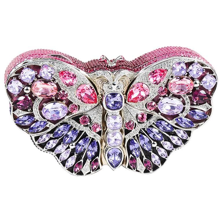 Judith Leiber LIMITED EDITION Crystal Butterfly "Celestrina" Minaudiere Clutch For Sale