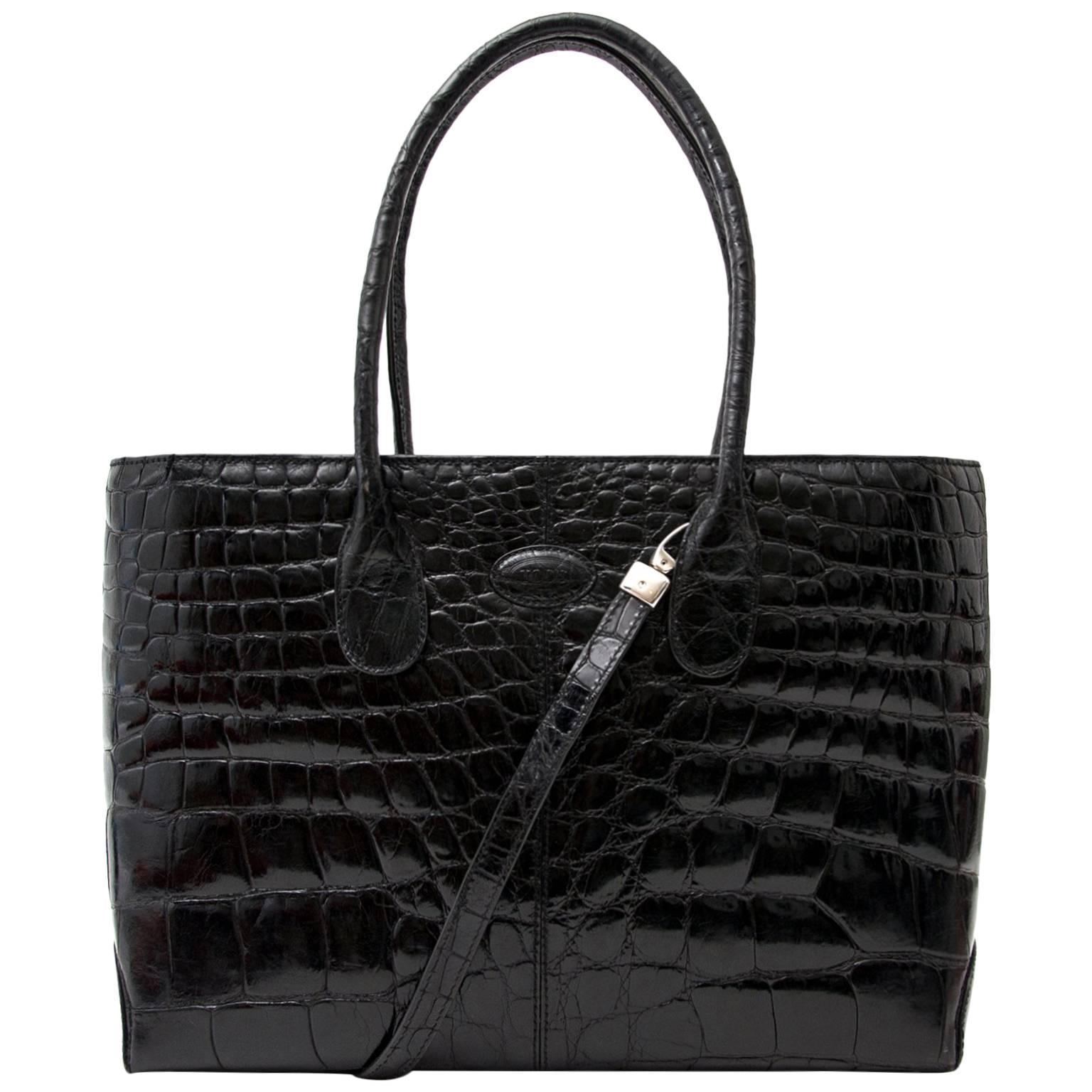 Tod's Black Alligator D-styling bag