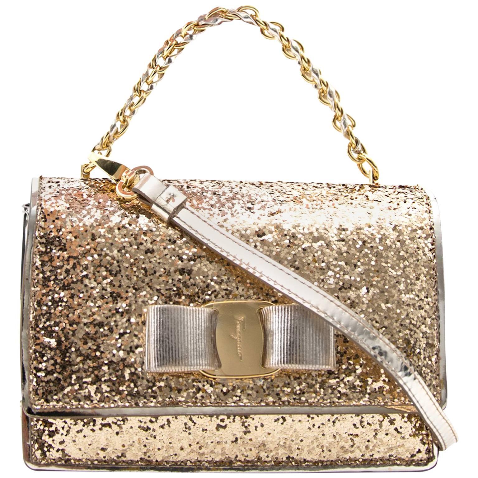 Salvatore Ferragamo Gold 'Ginny' Clutch