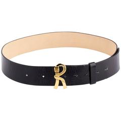 Vintage Roberta di Camerino patent black leather belt 4