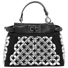 Fendi Peekaboo Handbag Crystal Embellished Satin Micro