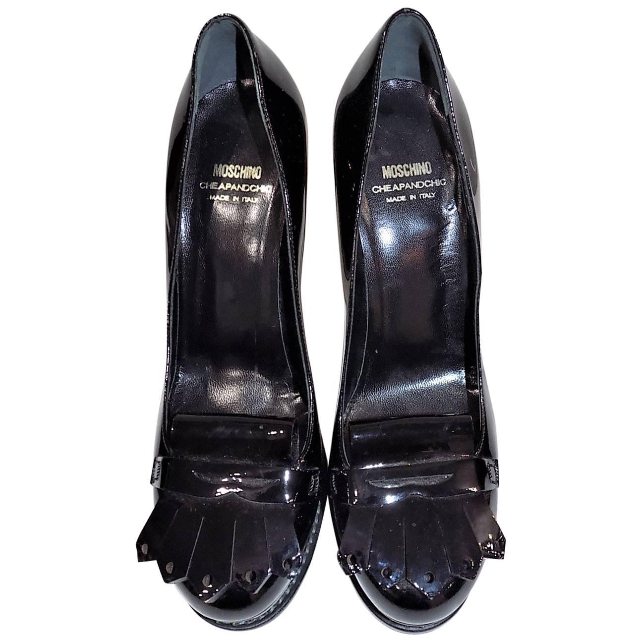 Moschino Fabulous Oxford High Heel black Shoes Pumps sz 39