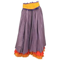 Oscar  de la Renta Vintage  long  pleated  skirt with embroidered belt