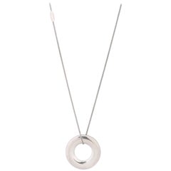 EMILIO PUCCI Long Silver O-Ring Pendant Statement Necklace RARE